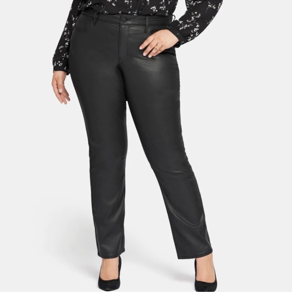 NYDJ Coated Marilyn Straight Jeans.